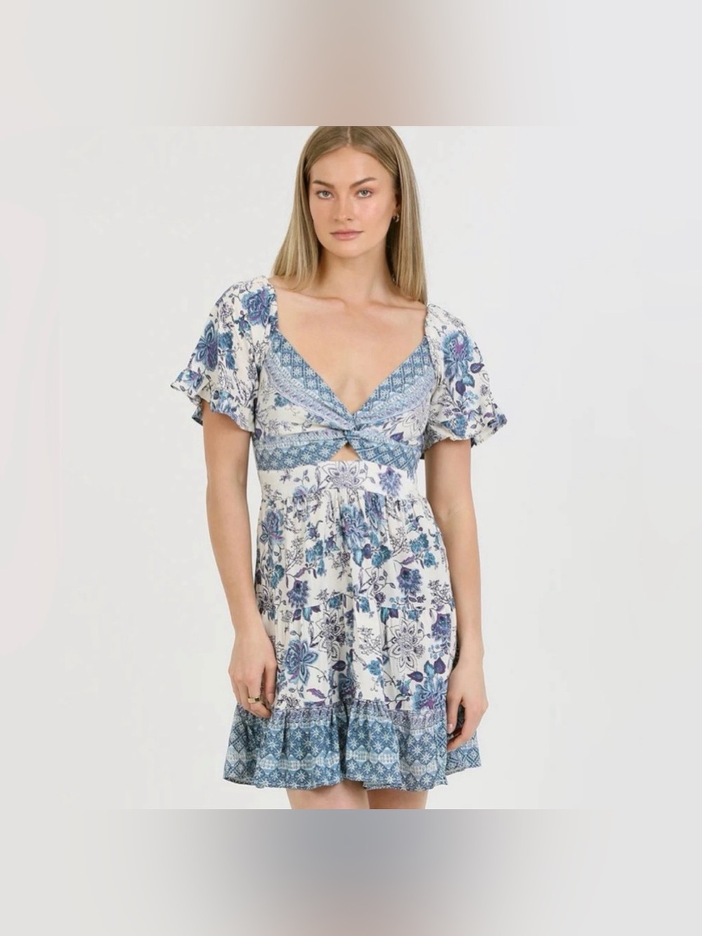 Angie Floral Print V-Neck Dress